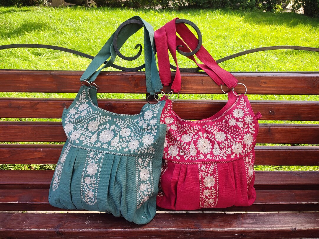 Embroidered Floral Purse Linen Bag Shoulder Bag Christmas Etsy