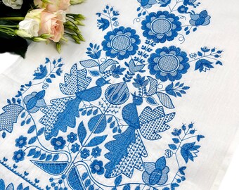 Rushnyk Wedding towel, Blue embroidery, Linen rushnyk for wedding, Embroidered linen towel for wedding, Wedding decorations, Wedding gifts
