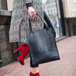 Black genuine leather tote bag, Leather women purse, Gift for her, Anniversary gift, Black leather bag, Hobo bag, Shoulder leather bag