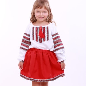 Ukrainian baby girl costume, Folk costume, Blouse Vyshyvanka skirt, Embroidered traditional costume for girl, Ukrainian clothing