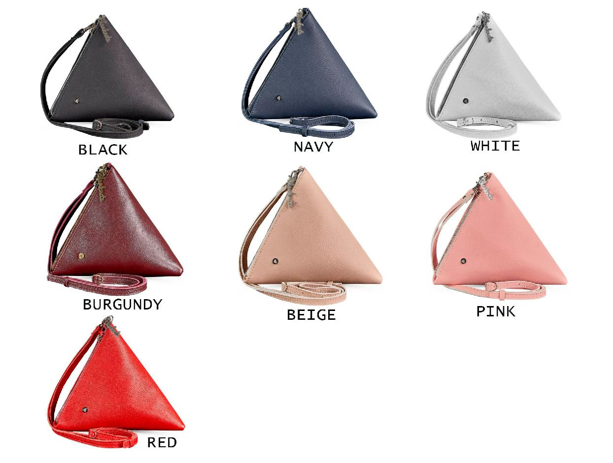 Triangular Pyramid Bag Leather Triangle Bag, Wristlet Leather Bag, Pyramid Bag, White Purse ...