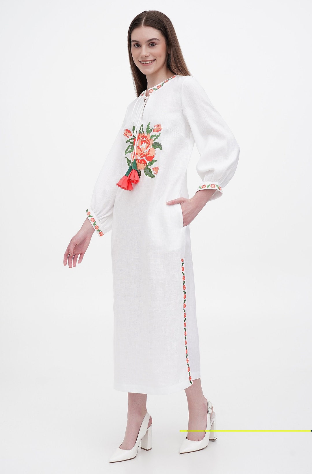 White Linen Dress Maxi, Mother of the Bride Linen Dresses, Wedding