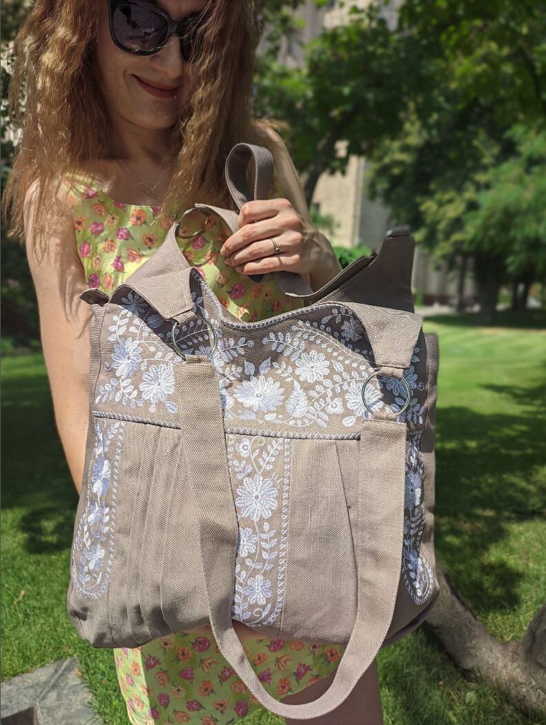 Embroidered Floral Purse Linen Bag Shoulder Bag Christmas Etsy