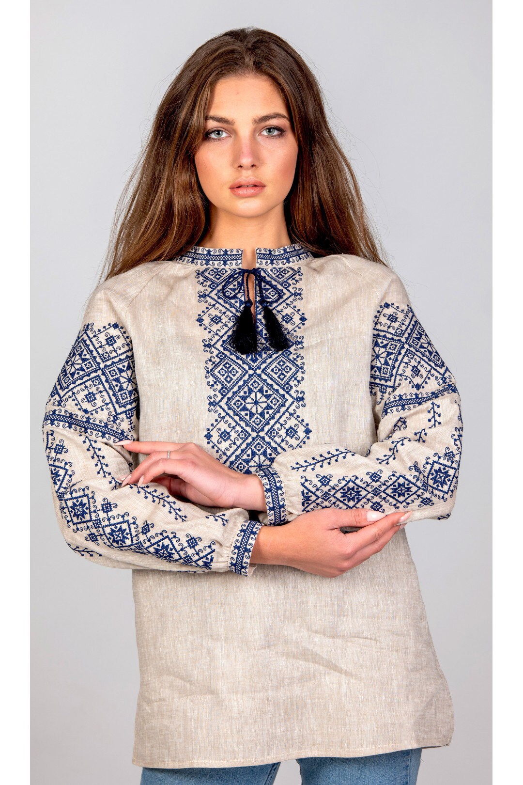 Romanian Blouse Embroidered Linen Shirt,linen Top,linen Blouse,flax ...