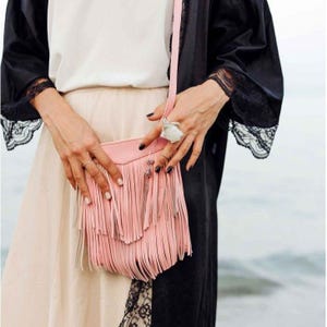 Western crossbody bag with fringe, Leather purse, Leather crossbody bag, Leather bag, Summer bags, Boho bag, Hippie bag, Hobo bags for women