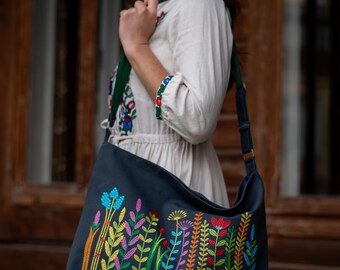 Womens Hippie Crossbody Bag, Boho Shoulder Bag, Large Cross Body