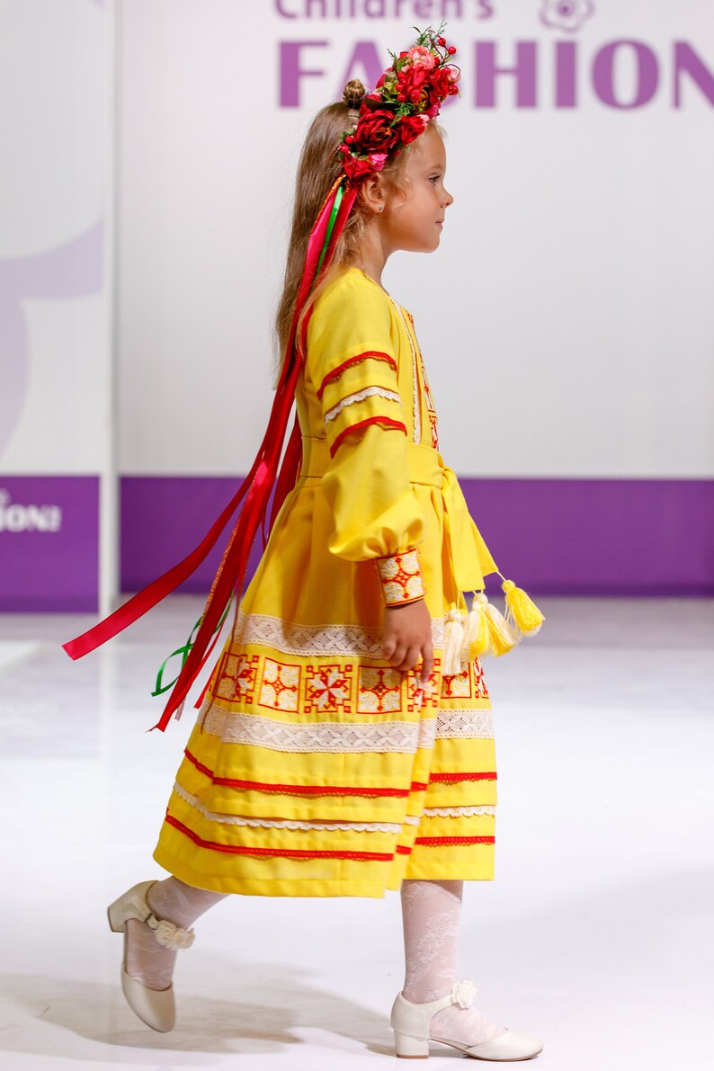 Kids Ukrainian Dress Vyshyvanka, Floral Embroidery Dress, Slavic Dress ...