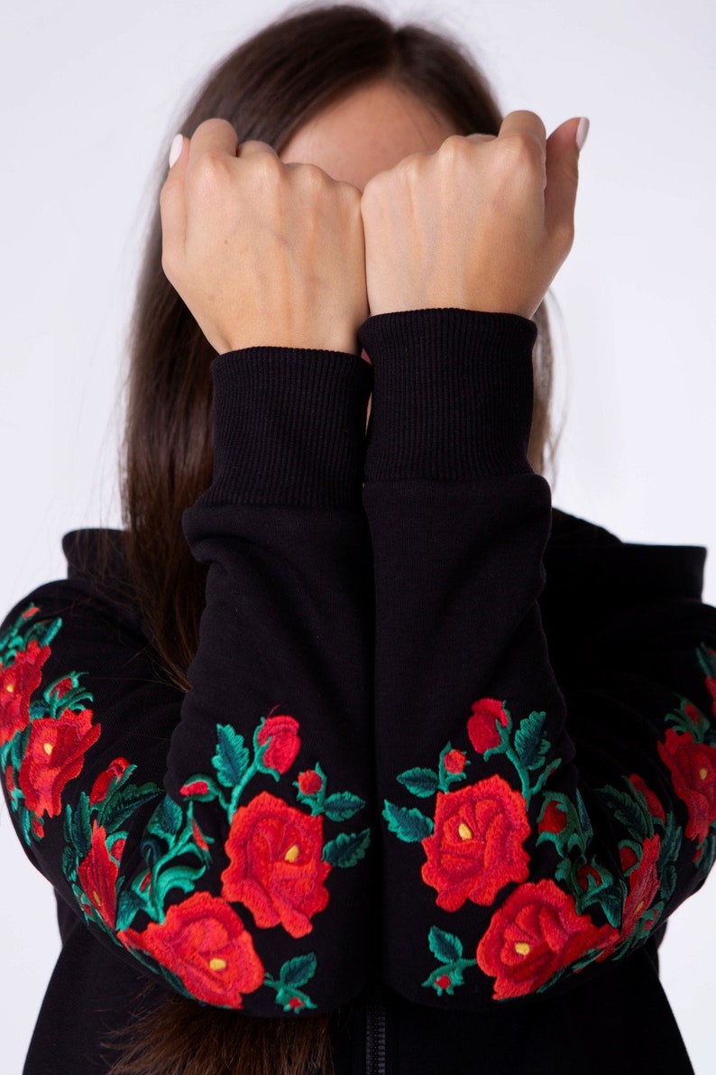 Floral Sweatshirt WomenEmbroidered Zip up HoodieChristmas Etsy