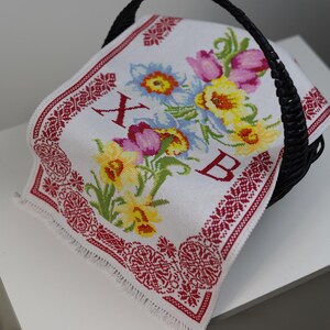 Ukrainian Easter basket cover, Orthodox easter towel, Orthodox pascha basket cover, Embroidered napkin for Easter basket, Easter gifts