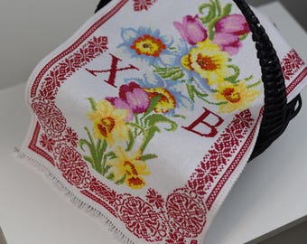 Ukrainian Easter basket cover, Orthodox easter towel, Orthodox pascha basket cover, Embroidered napkin for Easter basket, Easter gifts