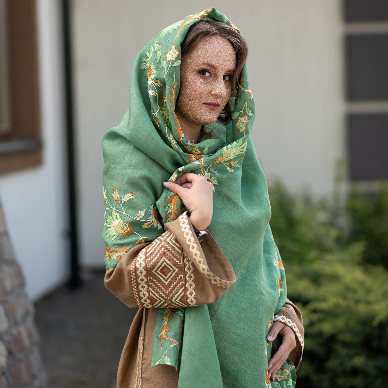 スカーフ BRUNELLO CUCINELLI 'Herbarium Print' scarf Green Brunello Cucinelli 'Herbarium Print' Scarf in Green | Lyst