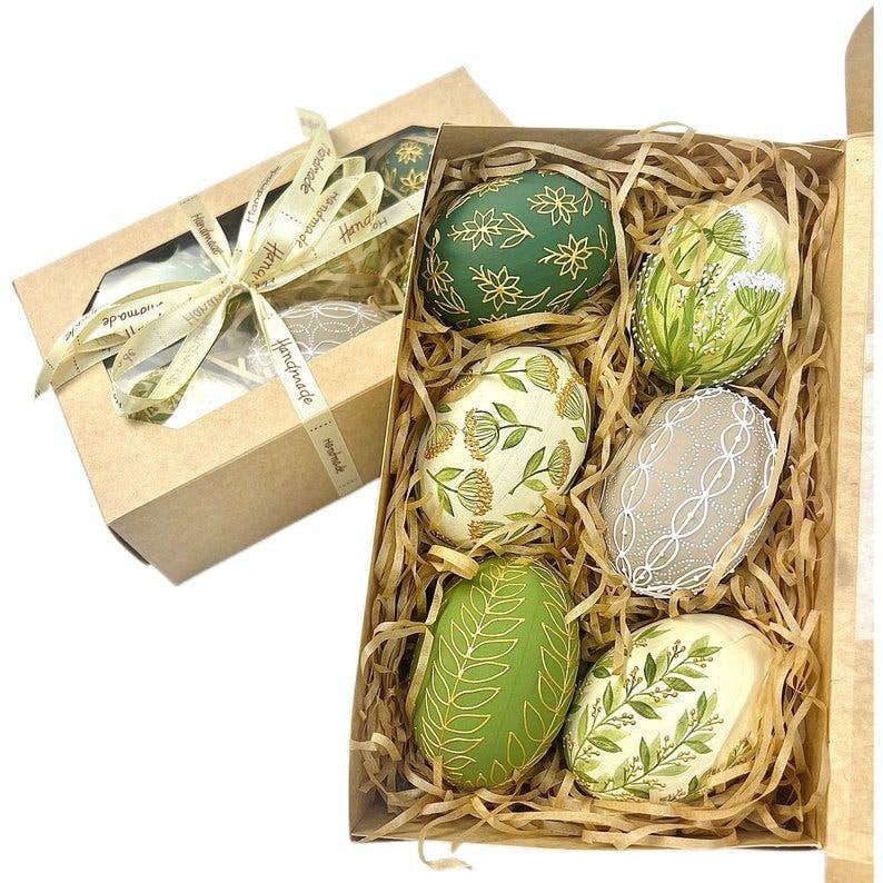 Set of 6 Traditional Ukrainian Pysanky Eggs, Painted Ukrainian Easter ...