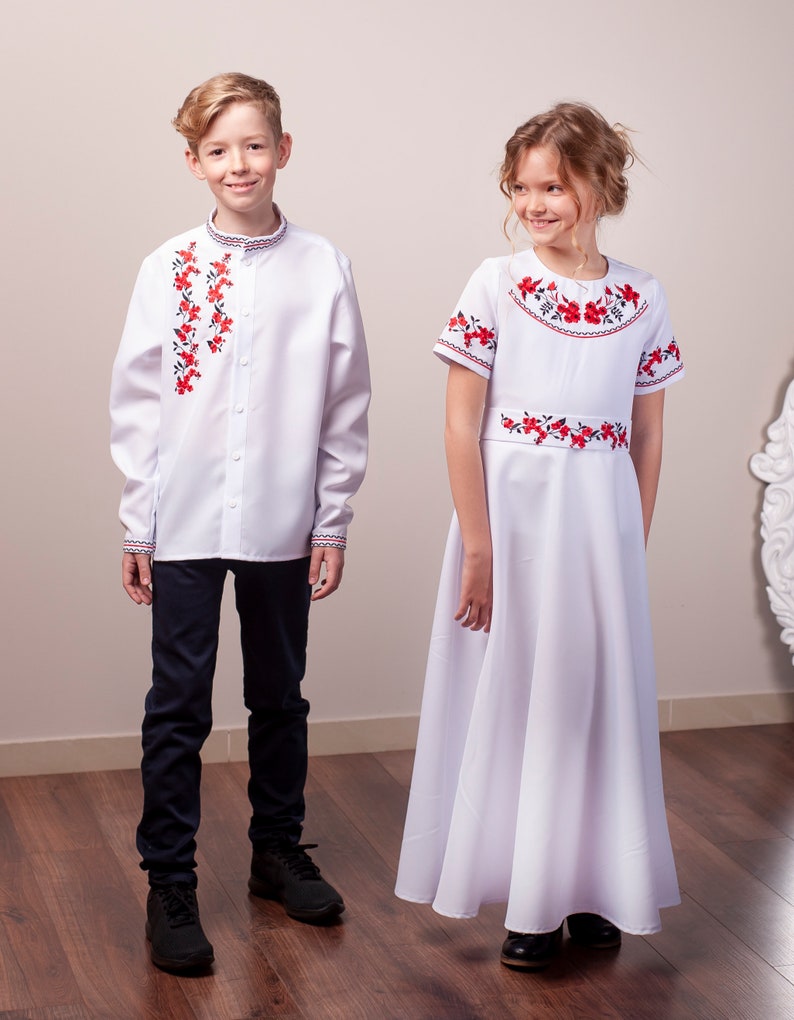 Traditional first communion dress with floral embroidery, Simple first communion dress, Dress for birthday party, Elegant dress, Maxi dress image 5