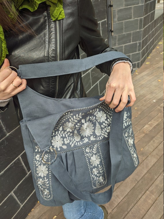 Floral Hobo Bag With Zipper Fabric Shoulder Bags for Women 