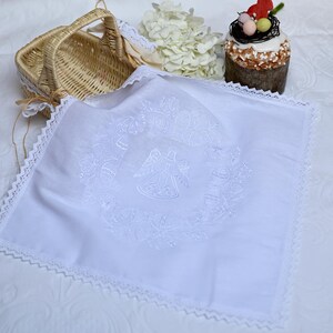 White linen Easter napkin, Large Embroidered Easter basket cover, Easter table decor, Orthodox easter decoration, Easter christian gifts