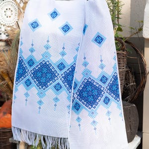 Rushnyk towel ukrainian wedding, Brown embroidered wedding towel, Table runner with handmade ukrainian cross stitch embroidery, Icon cloth
