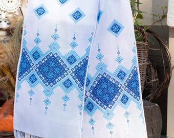 Rushnyk towel ukrainian wedding, Brown embroidered wedding towel, Table runner with handmade ukrainian cross stitch embroidery, Icon cloth