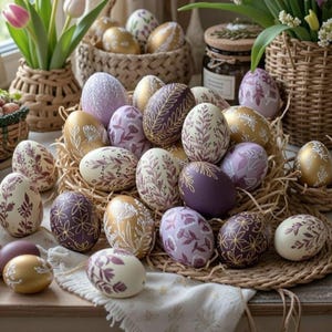 Set of 6 traditional Ukrainian pysanky eggs, Painted Ukrainian Easter eggs, Wooden Easter eggs, Ukrainian Decorative eggs for home decor