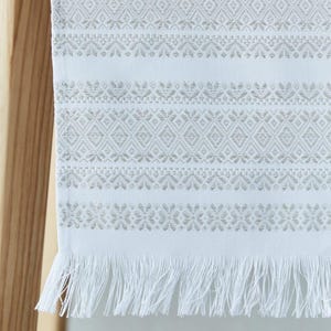 Ukrainian wedding rushnyk with beige embroidery, White ukrainian rushnyk for slavic home decor, Ukrainian wedding gift, Embroidered towel