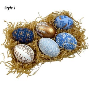 Set of 6 Traditional Ukrainian Pysanky Eggs, Painted Ukrainian Easter ...
