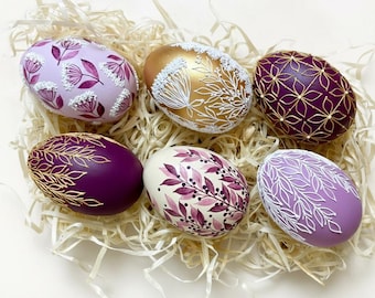 6 Easter wooden eggs, Pysanky eggs, Easter eggs, Ukrainian Pysanka egg, Easter ornaments, Easter decorations, Easter table decor, Eater gift