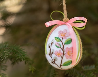 Easter egg ornament, Embroidered egg with floral pattern, Set of 3 pysanka eggs, Ukrainian eggs Pysanky, Ukrainian Easter decor, Unique gift