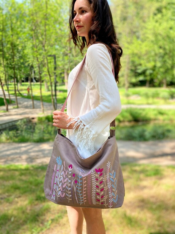 Floral Boho Bag Fabric Hobo Bag Crossbody Bag Cotton Hippie Purse Sling Bag Bohemian Purse Hobo Purse Handmade Hippie Bag Boho Purse