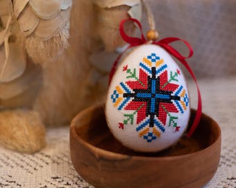 Orthodox Christian Easter egg with embroidery, Embroidered Easter napkin, Set of napkin & easter egg, Easter basket cover, Easter decor