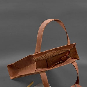 Light brown leather shoulder bag, Leather handbag for women, Everyday leather purse, Minimalist leather bag, Gift for her, Gift for wife image 3