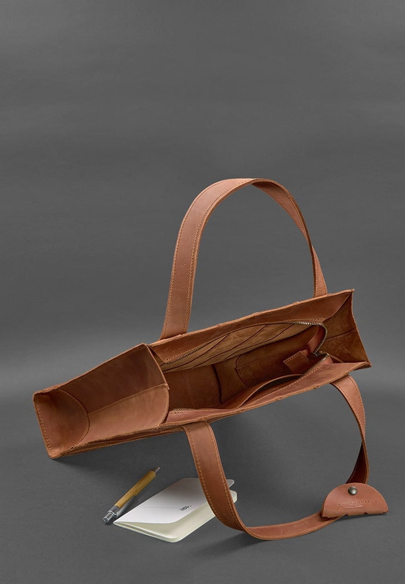 Light brown leather shoulder bag, Leather handbag for women, Everyday leather purse, Minimalist leather bag, Gift for her, Gift for wife image 3