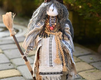 Baba Yaga doll with broom, Motanka, Kitchen witch doll, OOAK doll, Ukrainian doll, Art folk dolls, Handmade witch doll, Interior doll