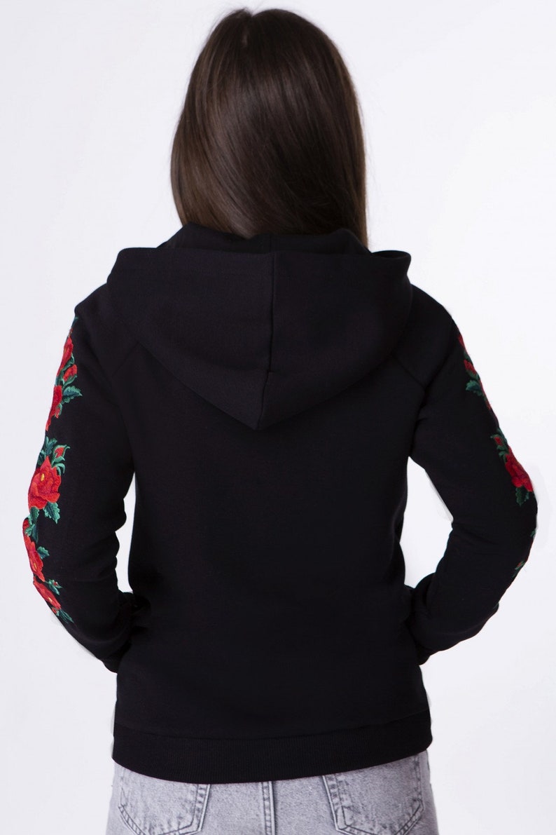 embroidered zip hoodie