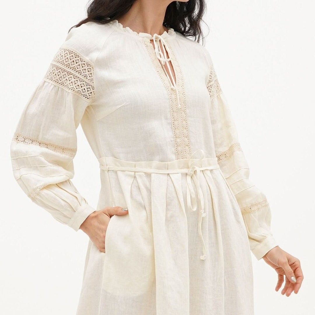 Rosa Dress Ivory Linen
