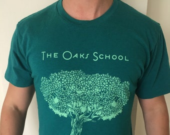 The oaks school Tshirt teal color size medium