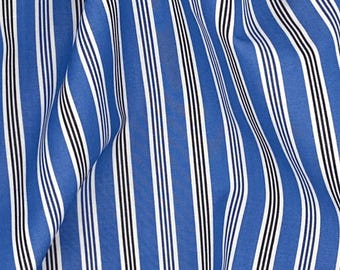 Blue Striped Cotton Shirting Fabric: Yarn-Dyed Woven Material, 58" Wide