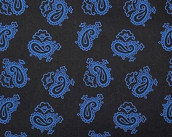 Blue Paisley Cotton Sateen Fabric: Japanese Deadstock, Apparel & Home Decor