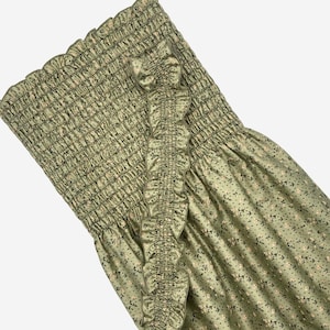 Sage Green Floral Smocked Cotton Sateen Fabric: 50" Wide Shirred Material