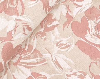 Embossed Floral Brocade Fabric: Pastel Blush Pink Jacquard Deadstock