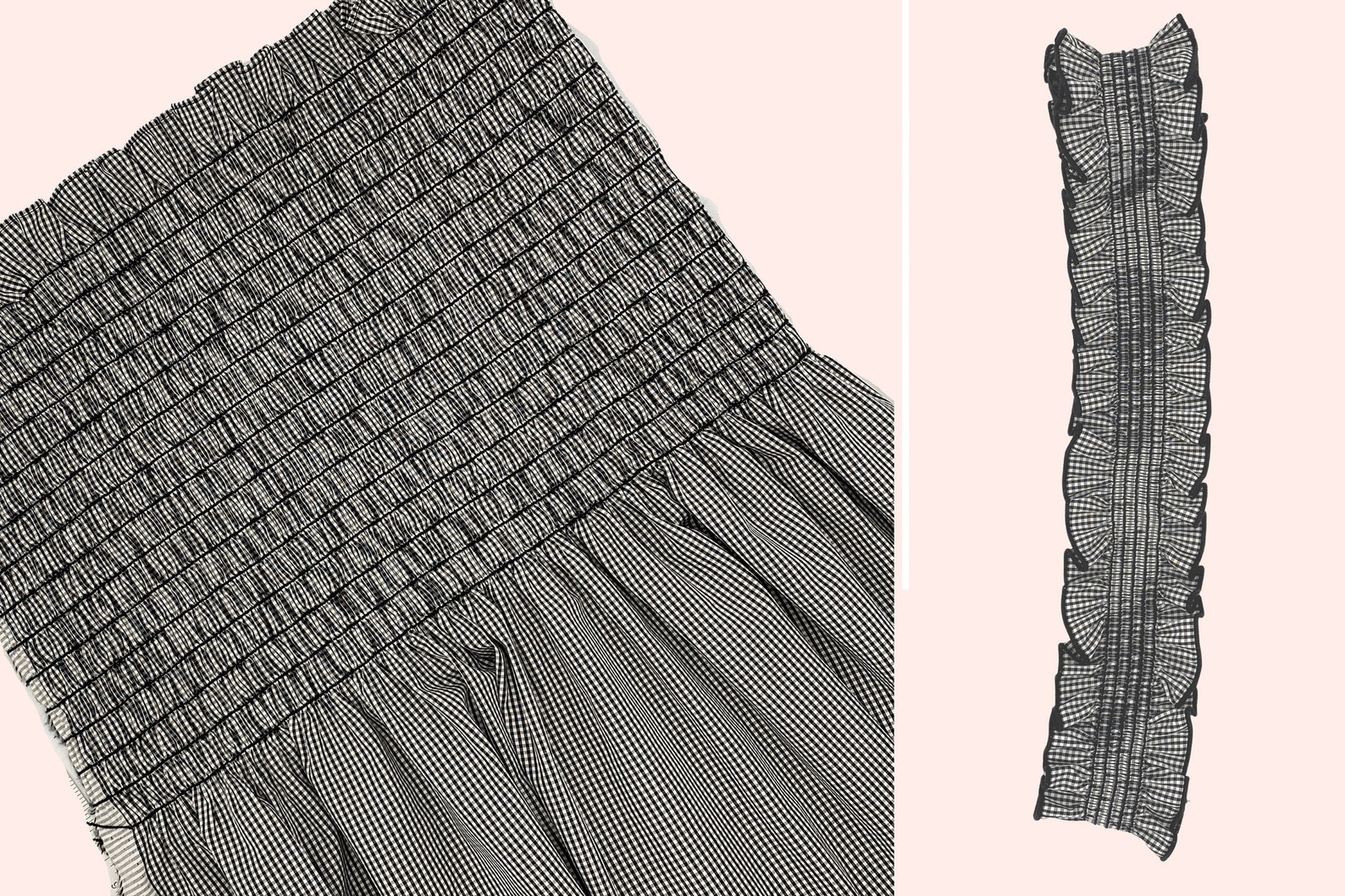 Smocked Shirred Fabric in Black Mini Gingham Small Check With Etsy