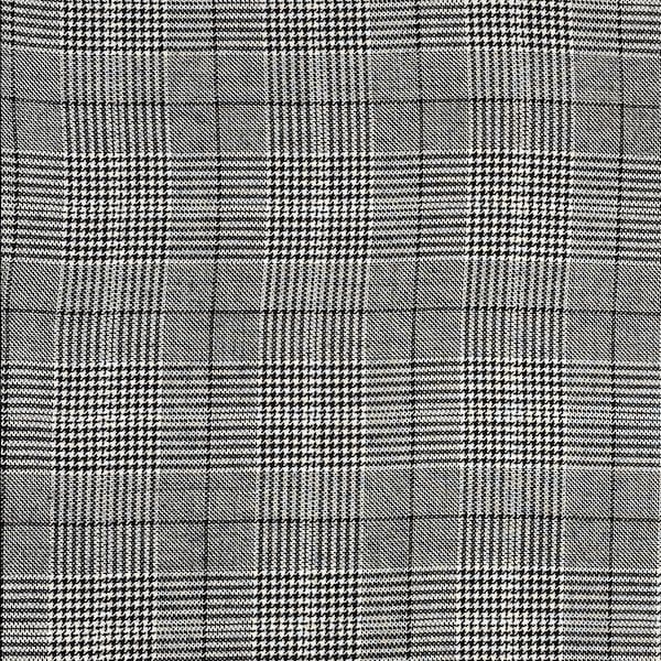 Grey Glen Plaid Fabric By the Yard, Rayon Viscose Glen Check, Prince of Wales Black White Tartan for Sewing Apparel | Sold by the 1/2 Yard