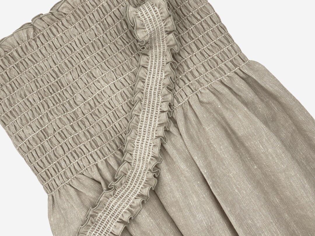 Fabric Shirred by the Yard 42l, Natural Rayon Linen Fabric With Elastic