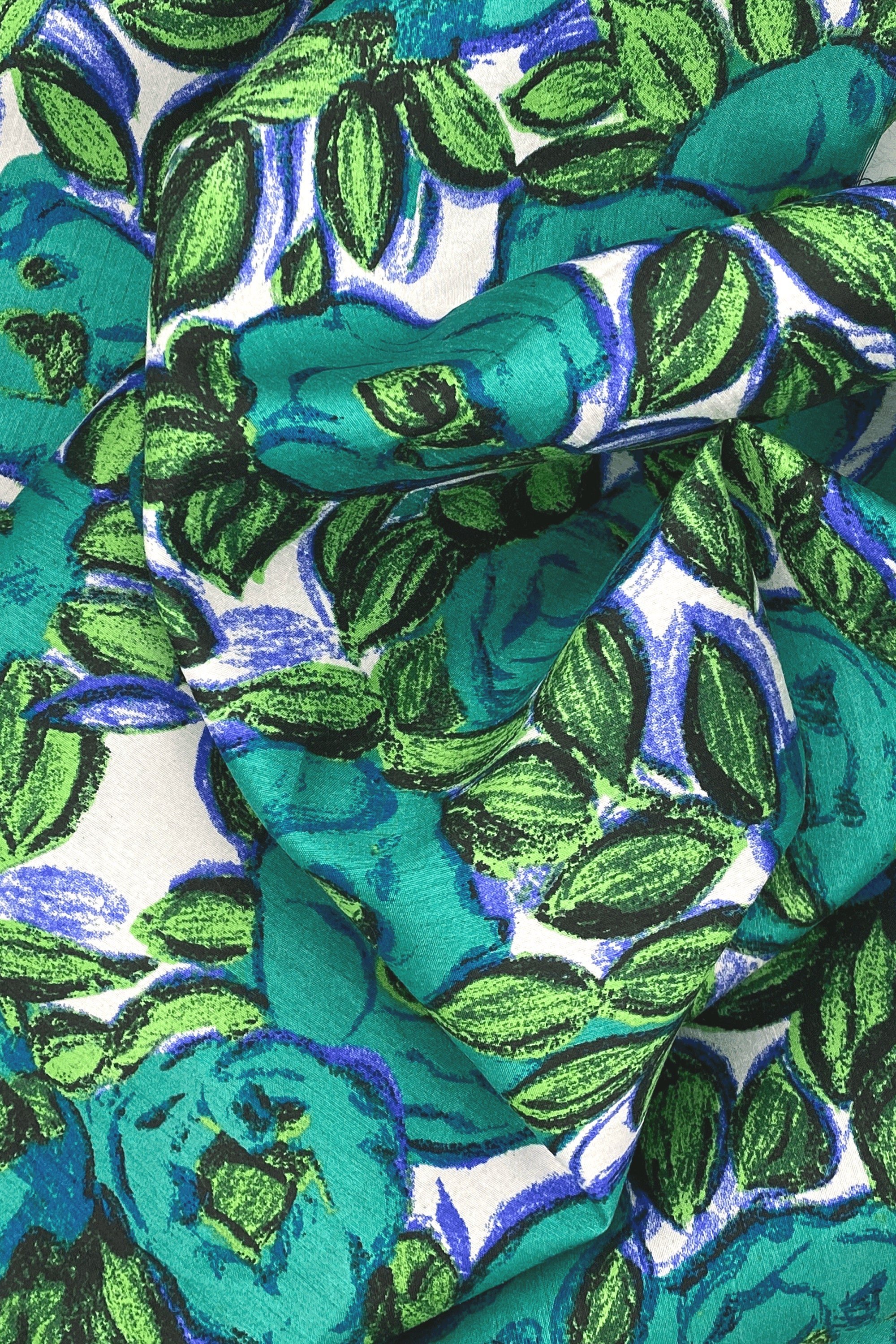 Modern Floral Fabric by the Yard Large Blue Green Flowers on - Etsy