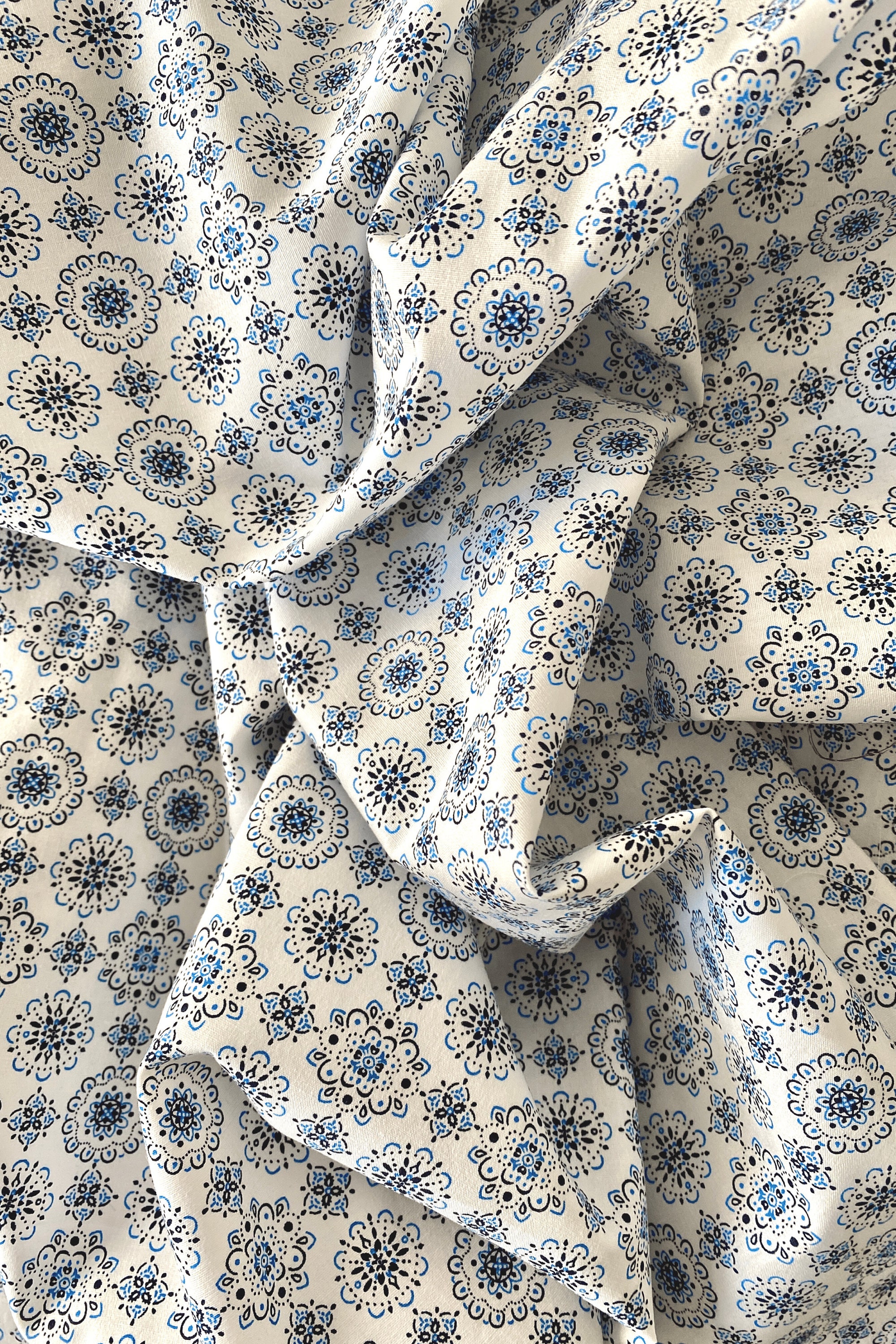 Blue Bandana Print Fabric Half Yard Cut Designer Deadstock Etsy