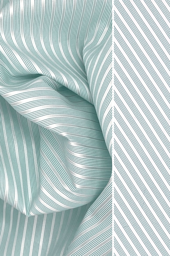 Blue & White Striped Polyester Satin Fabric: Silky Apparel Sewing - Deadstock