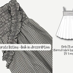 DIY Smocked Tube Dress, Shirred Fabric by the Yard 42L, Black Gingham Check Fabric for Sewing Dresses, Cotton Deadstock Fabric. image 8