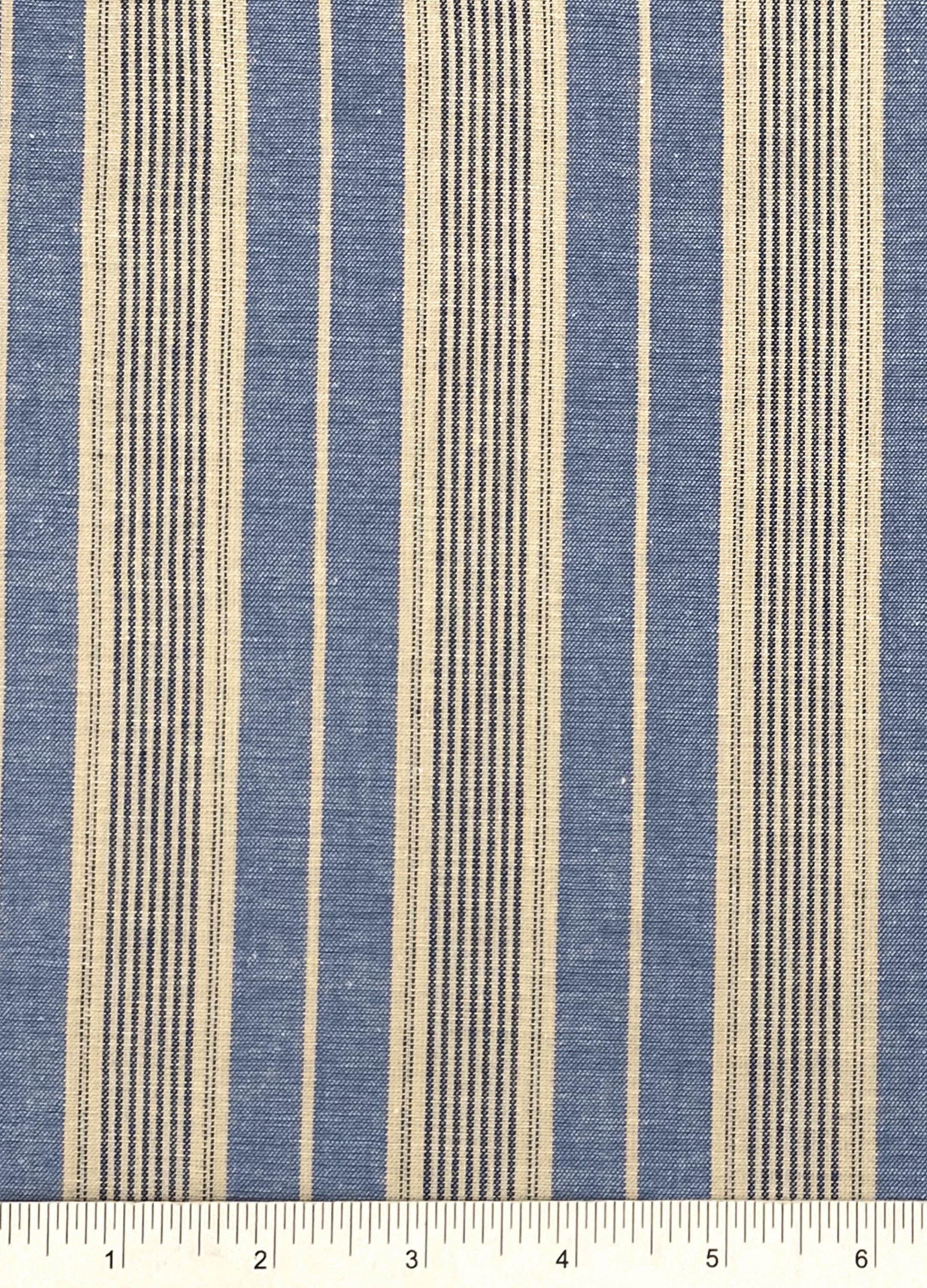 Vintage-Inspired indigo Blue Striped Cotton Fabric for Sewing, Home Decor, and DIY Projects