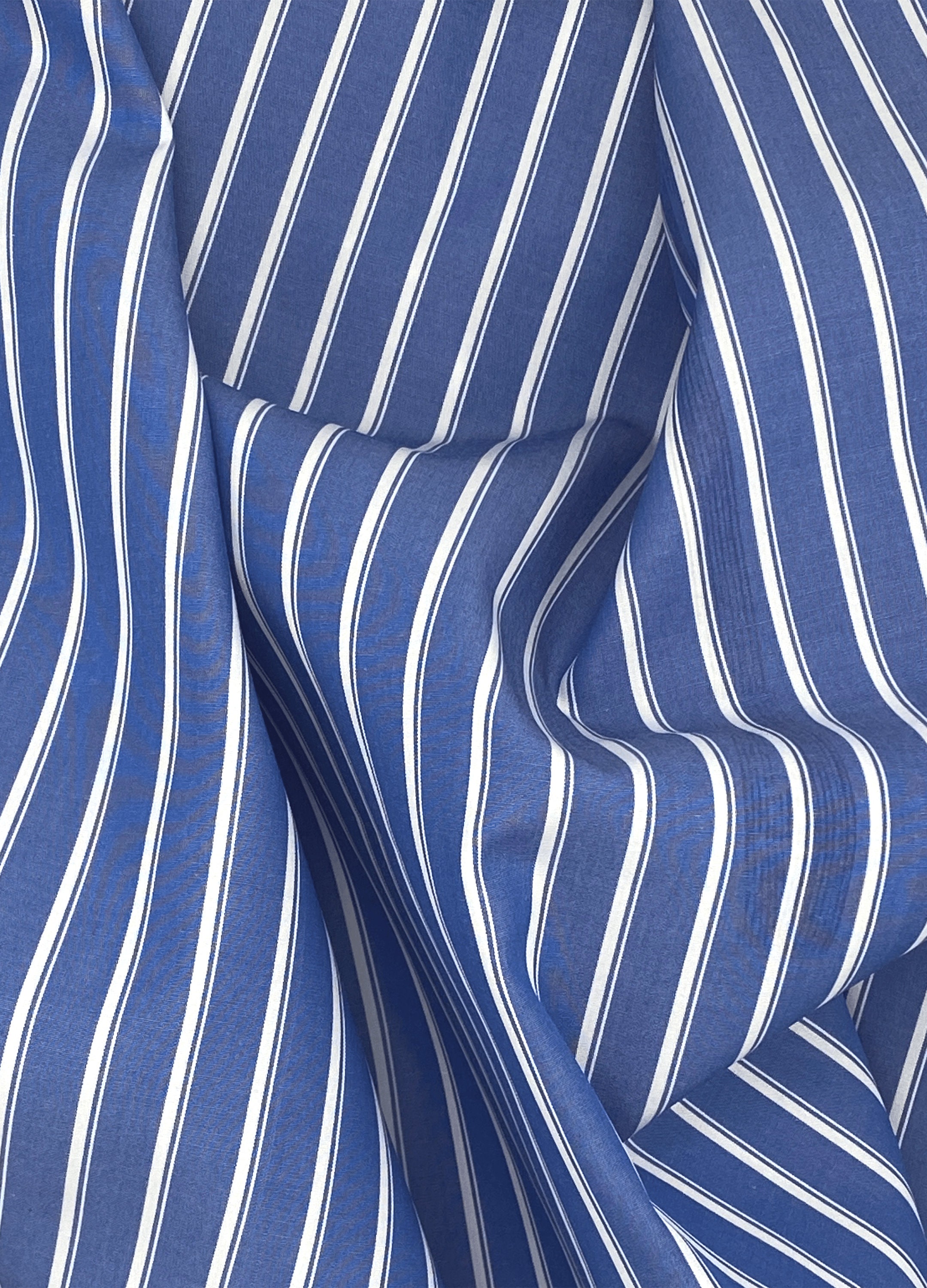 Classic Chic Blue Stripe Fabric Blue White Striped Cotton 