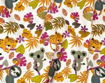 Jungle Animal Cotton Fabric: Kids Sewing, Quilting, Nursery 58 Inch Wide