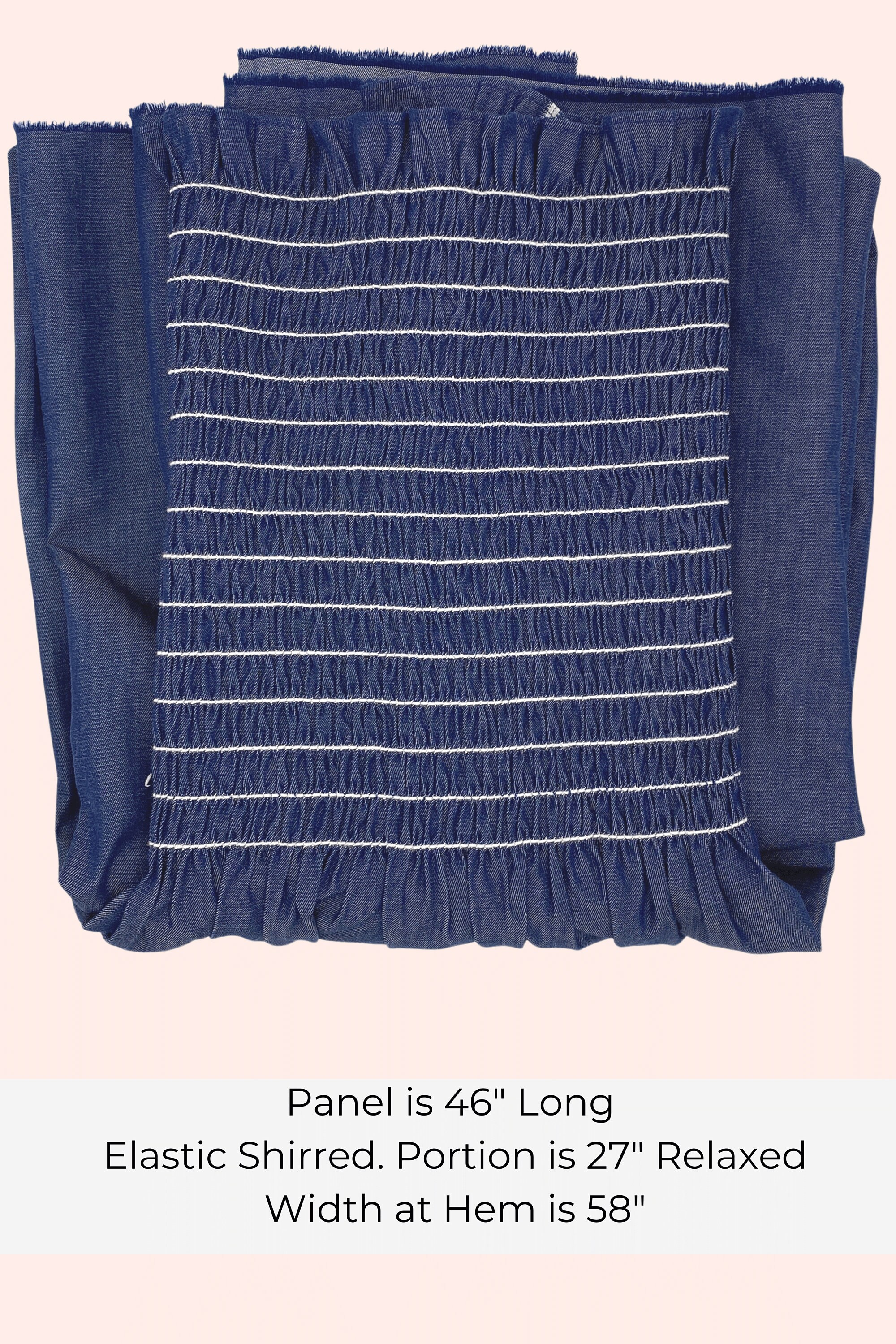 Pre Smocked Shirred Dark Denim Fabric With Elastic Shirring Etsy