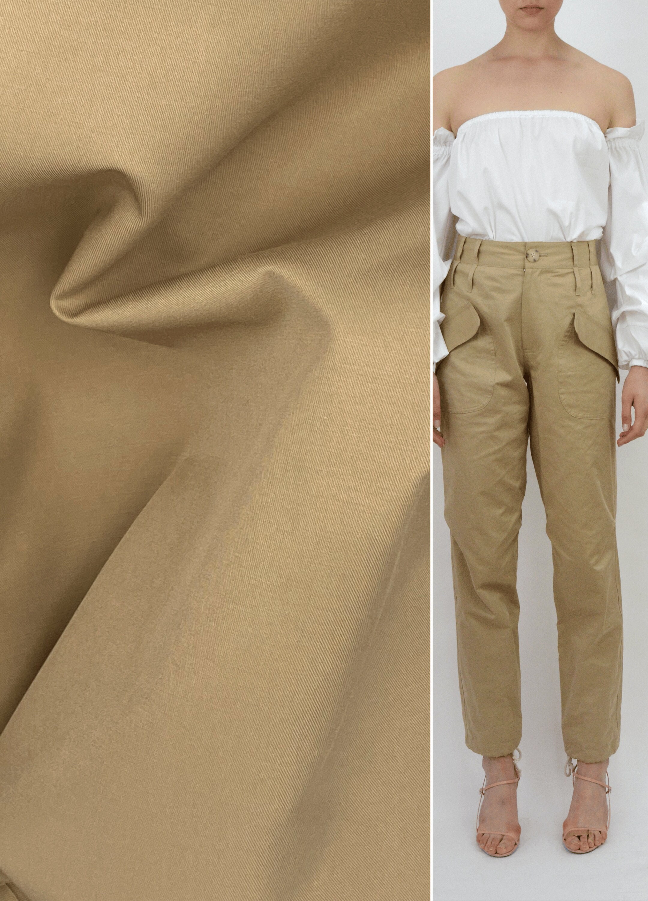Khaki Tan Stretch Fabric, Solid Cotton Polyester Twill Spandex, Italian  Fabric, Woven Broadcloth for Sewing Blazers Pants Dresses Tops 